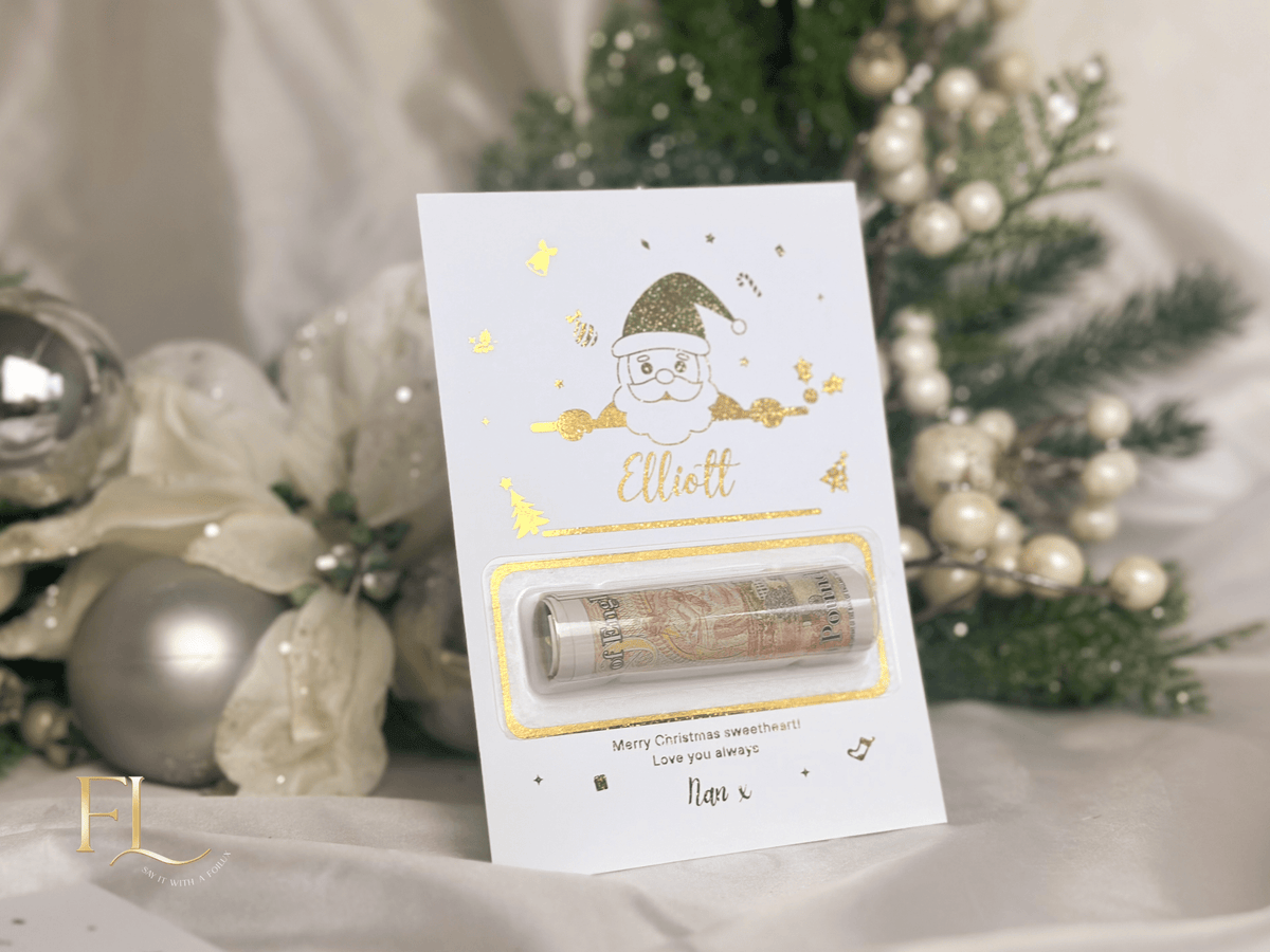 Design 2: Personalised Foil Money Reveal Pouch - Luxury Christmas Cash Gift Wallet - Foilux