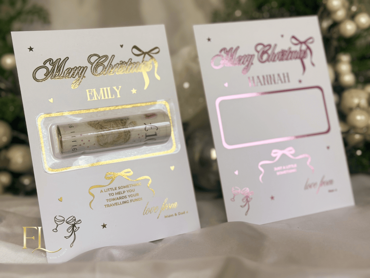 Design 3: Personalised Foil Money Reveal Pouch - Luxury Christmas Cash Gift Wallet - Foilux