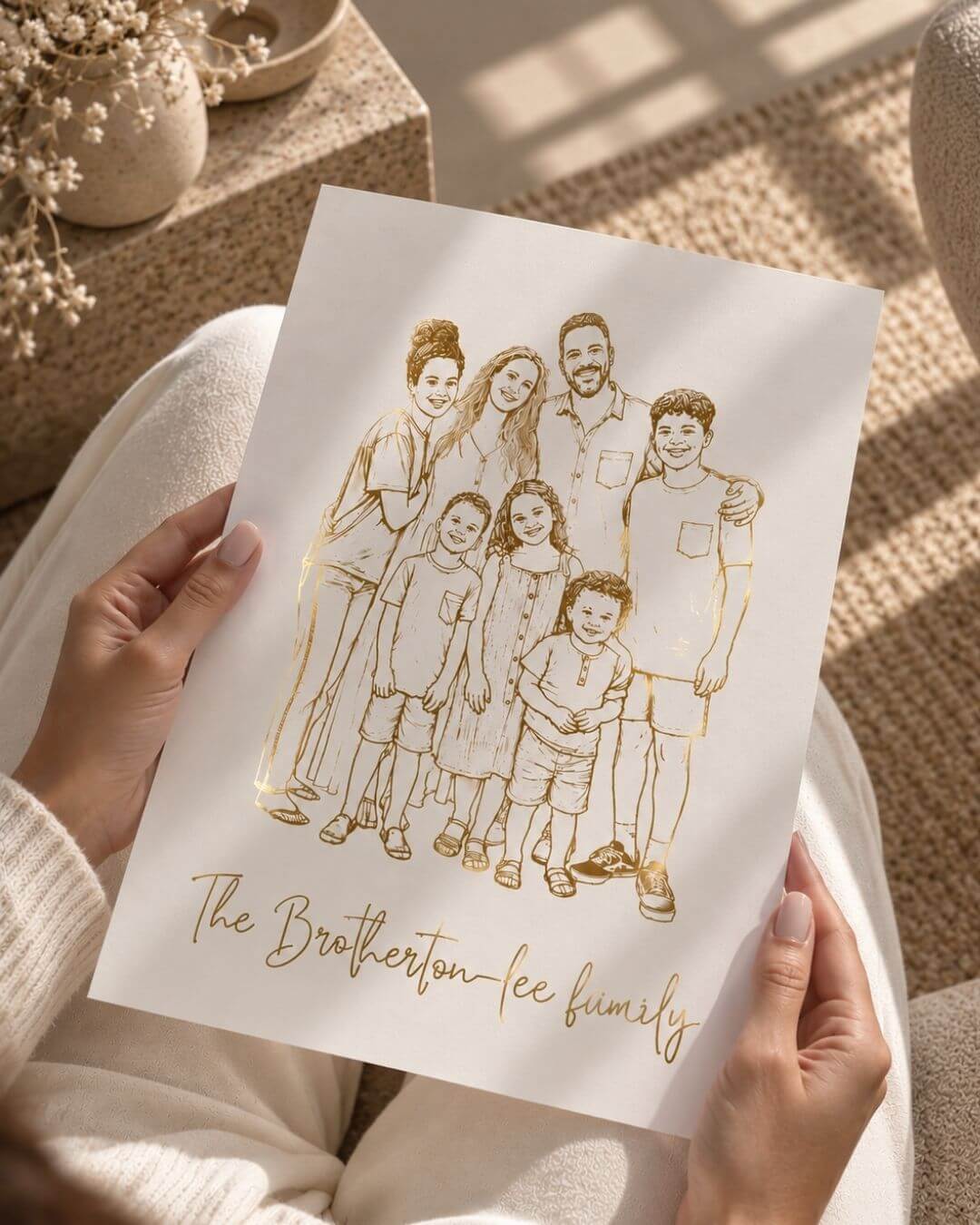 Personalised Family Print | Custom Portrait Foil Art
