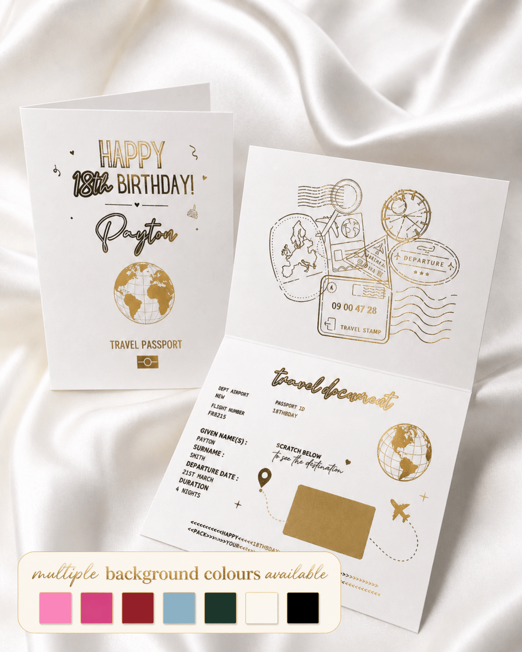 Gold Foil Birthday Holiday Reveal Passport - Foilux