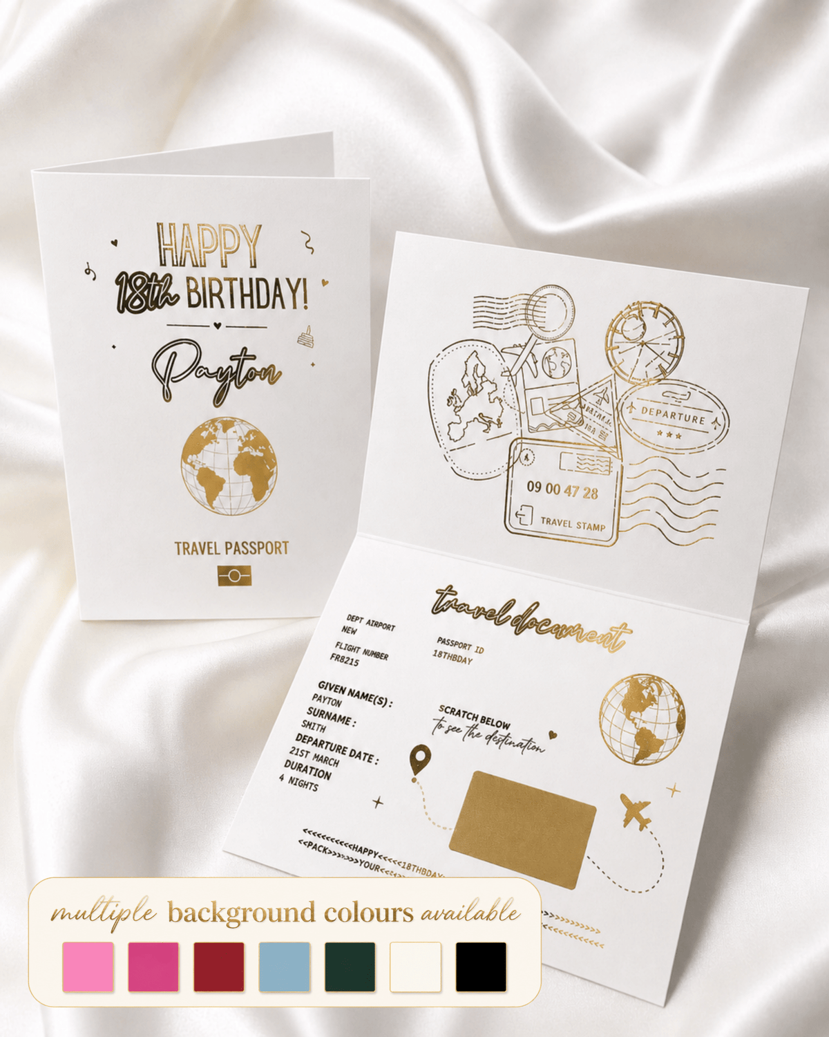 Gold Foil Birthday Holiday Reveal Passport - Foilux