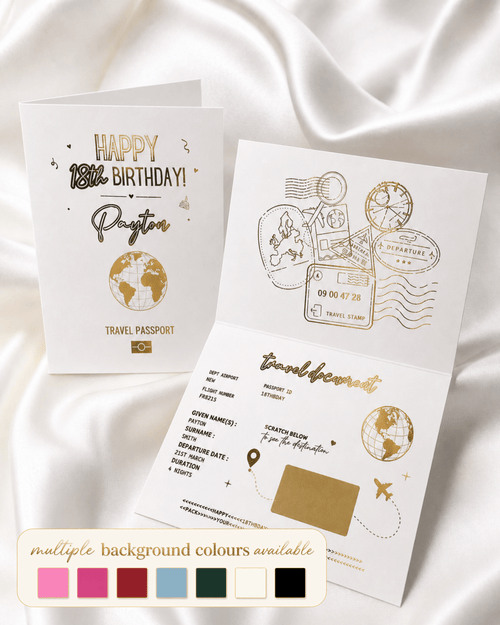 Gold Foil Birthday Holiday Reveal Passport - Foilux