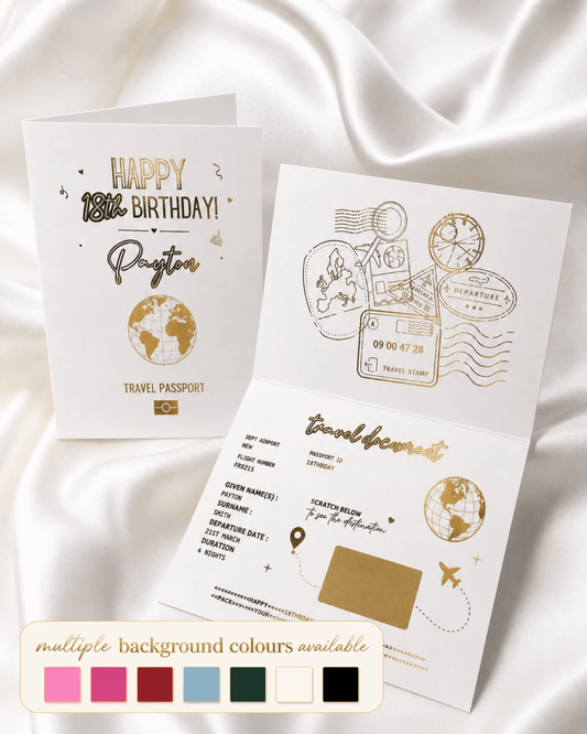 Gold Foil Birthday Holiday Reveal Passport - Foilux