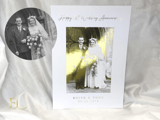 Golden Wedding Anniversary Foil Print | 50th Wedding Anniversary - Foilux