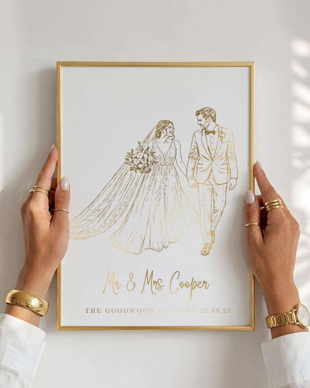 Mr & Mrs Gift | Personalised Wedding Foil Print - Foilux