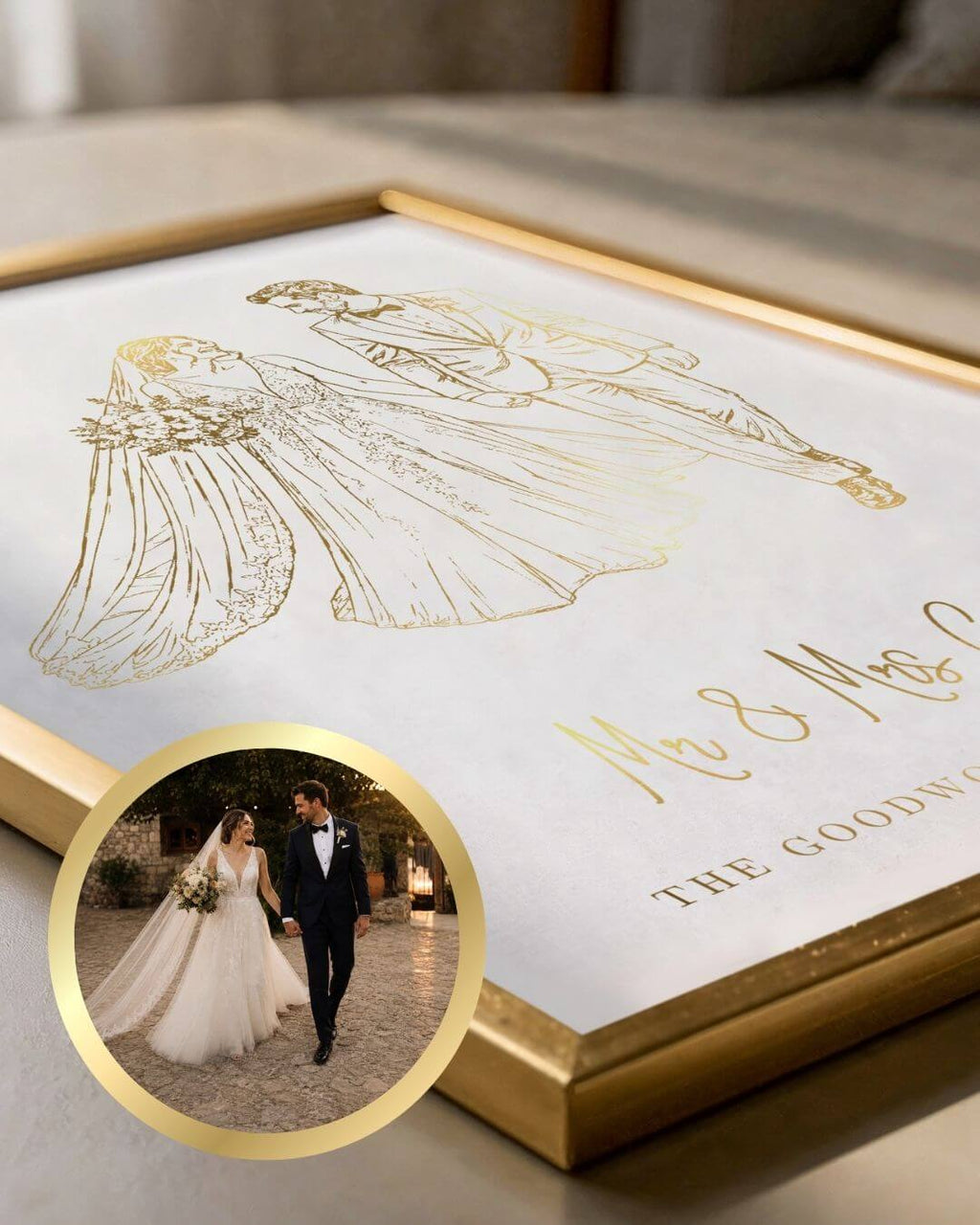 Mr & Mrs Gift | Personalised Wedding Foil Print - Foilux