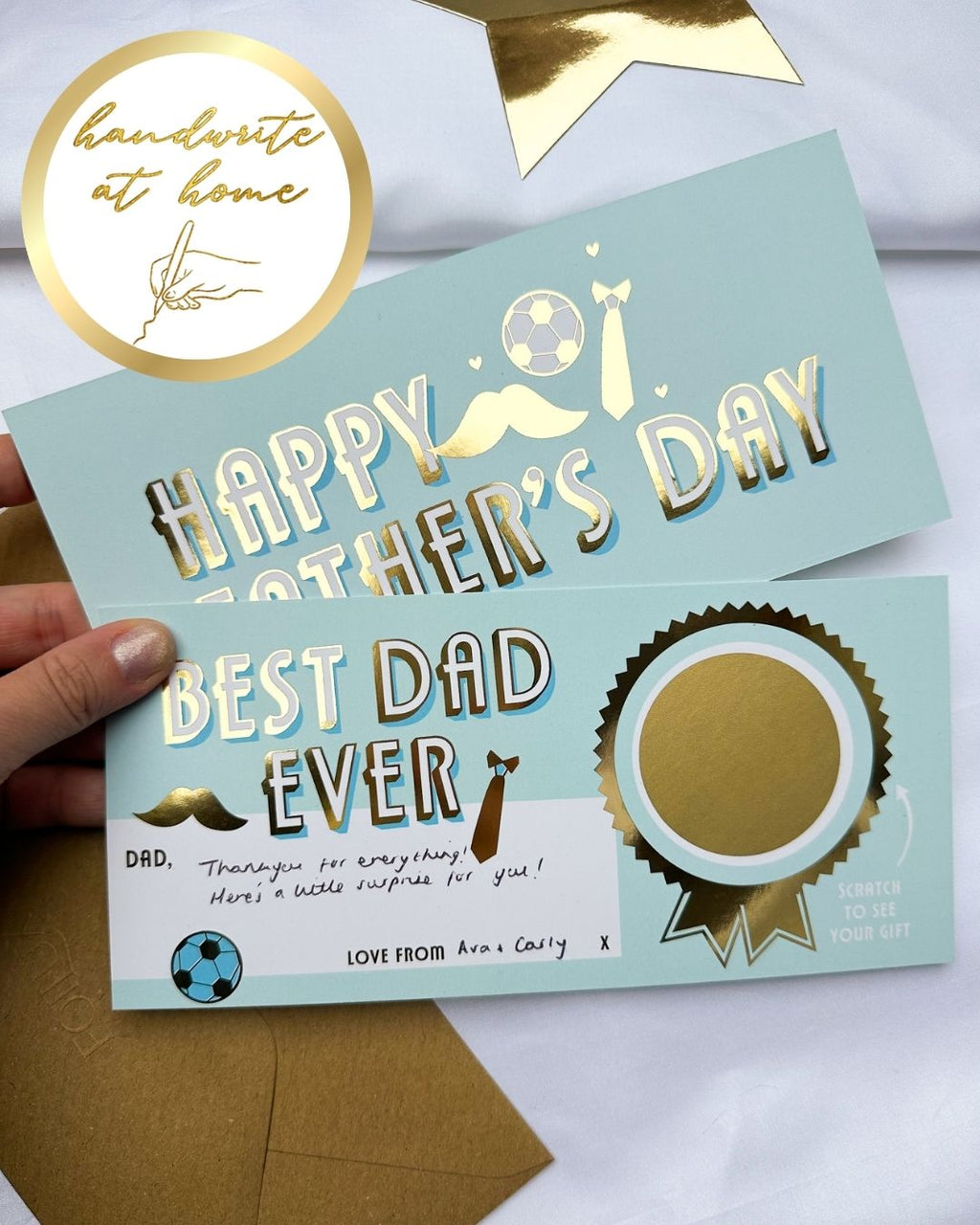 Personalise at Home Scratch card Gift Reveal | Father's Day 'Best Dad Ever' - Foilux