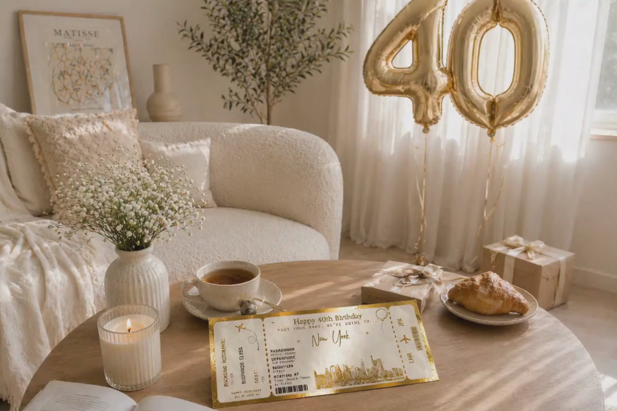 Personalised foil boarding pass surprise reveal ticket