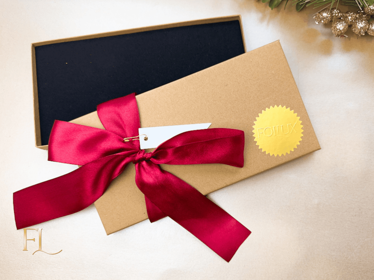 Red Ribbon Luxury Foil Ticket Gift Box - Foilux