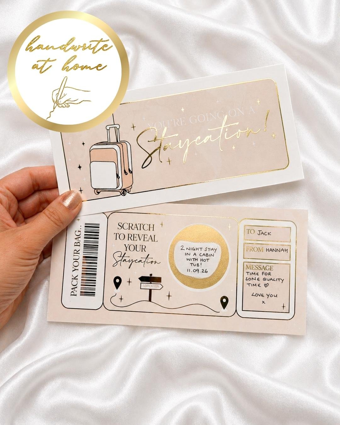 Staycation Surprise Gift Reveal | Personalise at Home Scratch card - Foilux