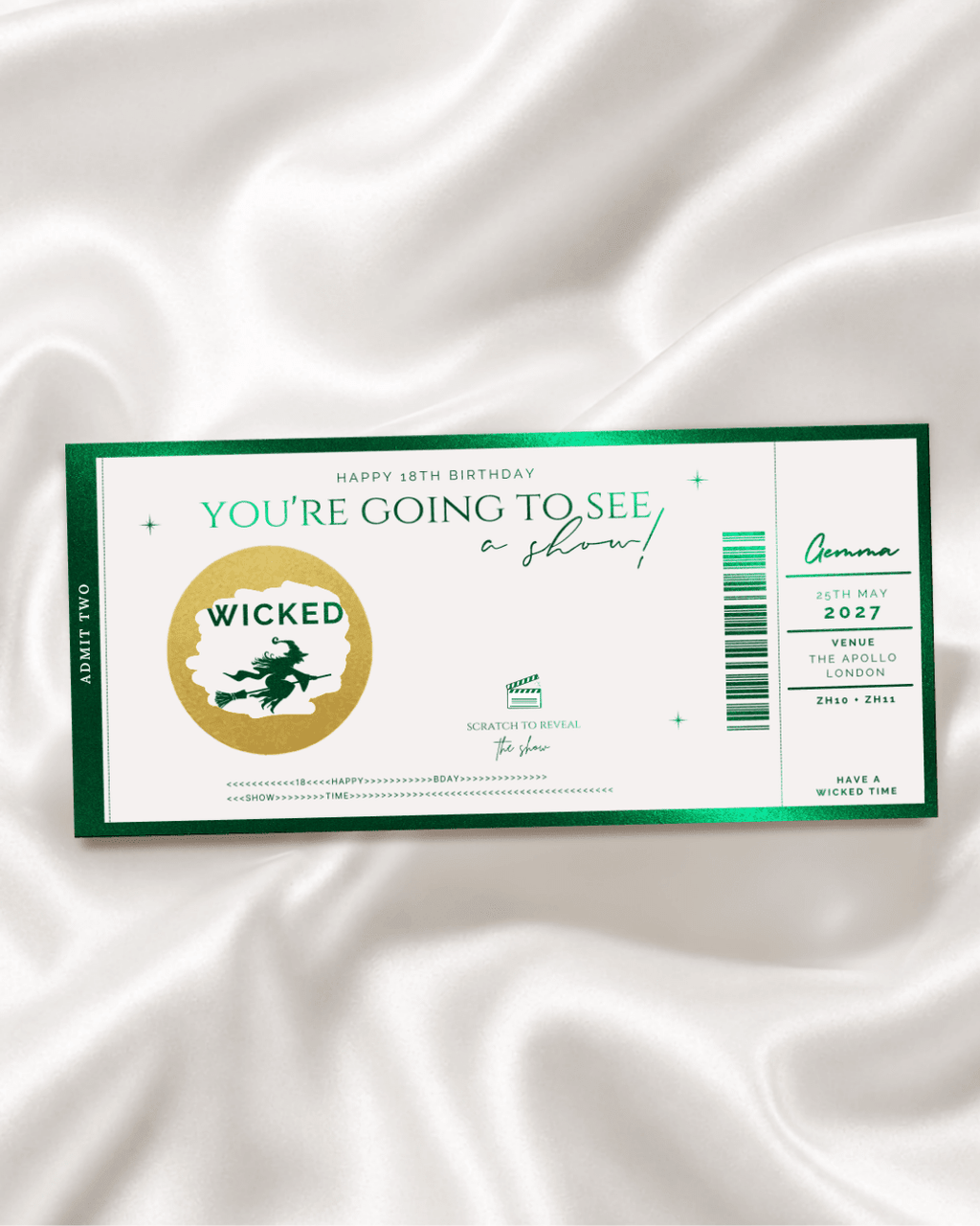 Theatre Show Ticket Scratch Card | Personalised Reveal - Foilux