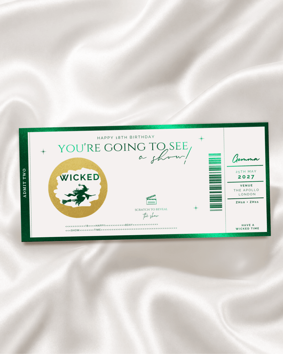 Theatre Show Ticket Scratch Card | Personalised Reveal - Foilux