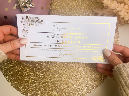 Foil Ticket For Any Occasion | Spa Day/ Meal Out/ Weekend Away