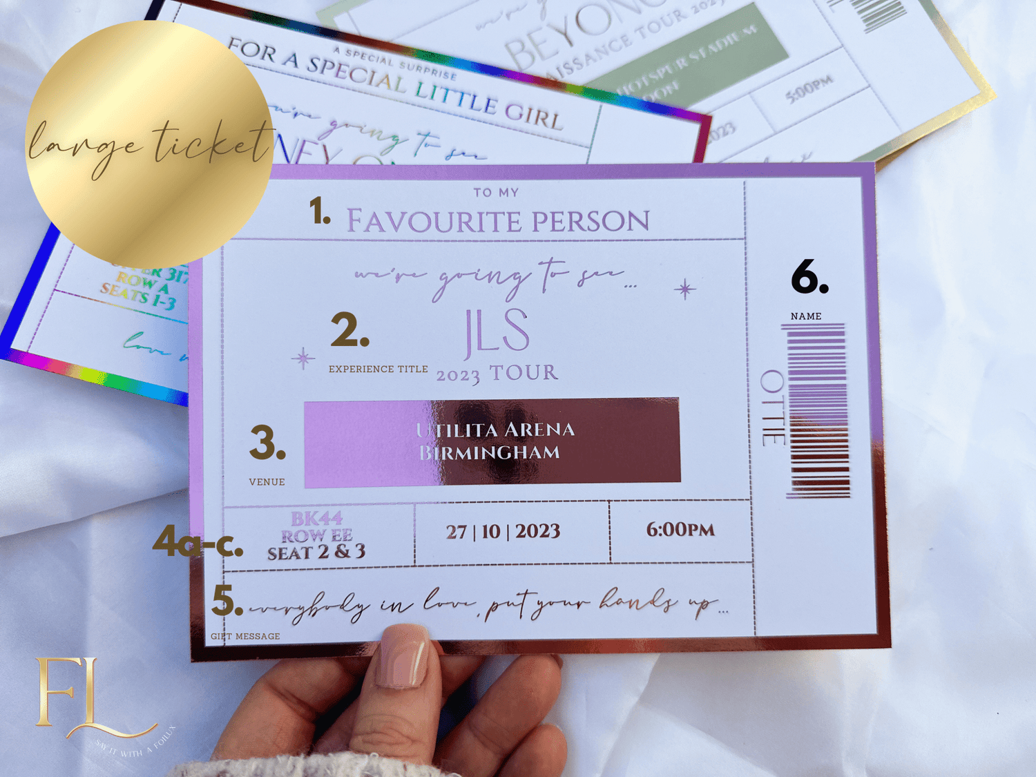 Concert/theatre/show reveal custom ticket - Foilux