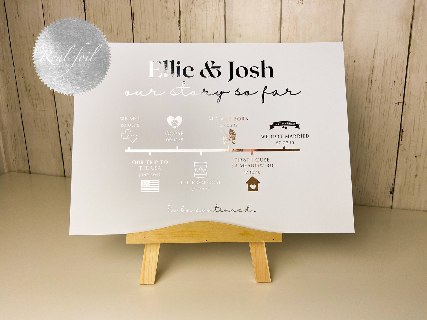 Our Relationship Story timeline foil print