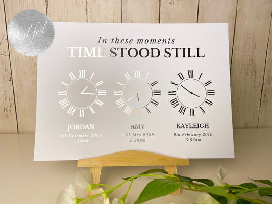 In These Moments Time Stood Still, Birth Time Clocks keepsake