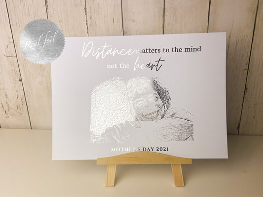 "Distance matters to the mind, not the heart" photo foil print